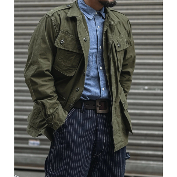 1963 1st Model Tropical Jungle Fatigue Jacket Bronson USA FAST SHIP Size L - Picture 11 of 16